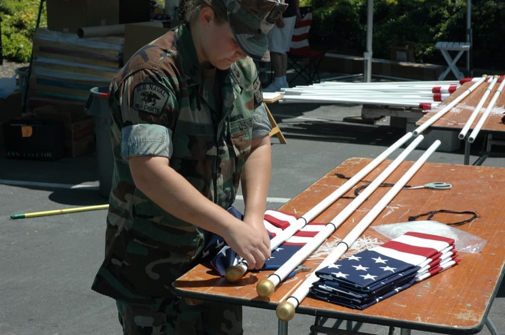 FOH Naval Cadet working on flag